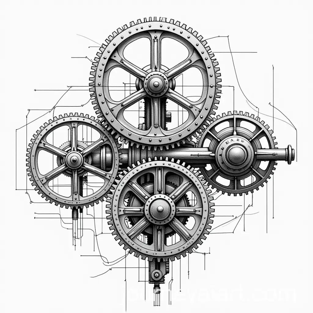 Intricate-Mechanical-Gear-System-in-Black-and-White-Blueprint-Style