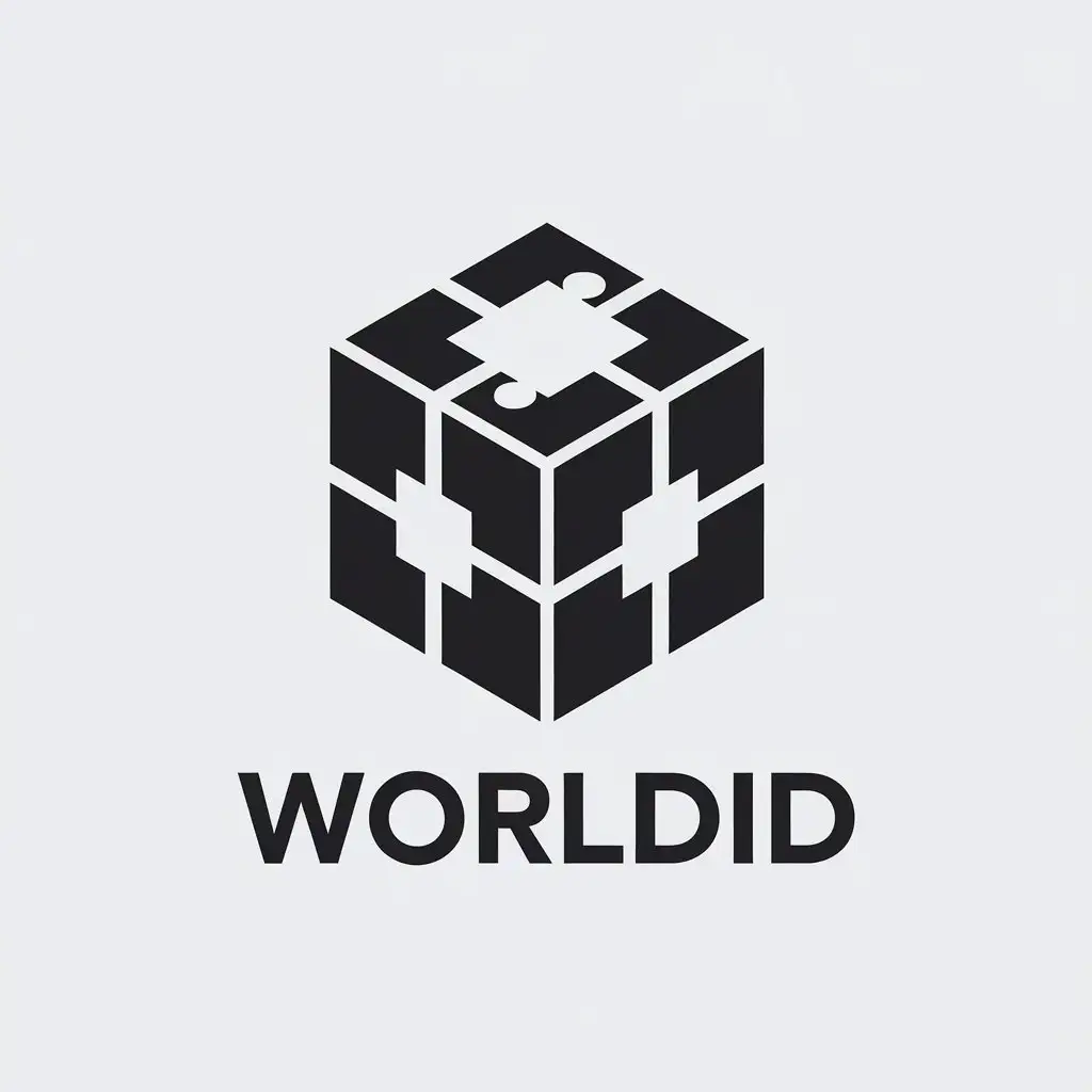 LOGO Design for WORLDID Minimalistic Cube Puzzle Symbol for Technology Industry