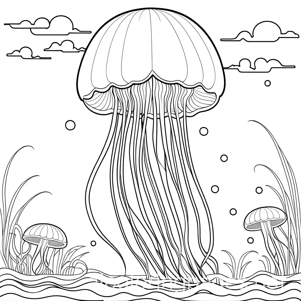 Simple-Line-Art-of-a-Large-Jellyfish-in-the-Sea