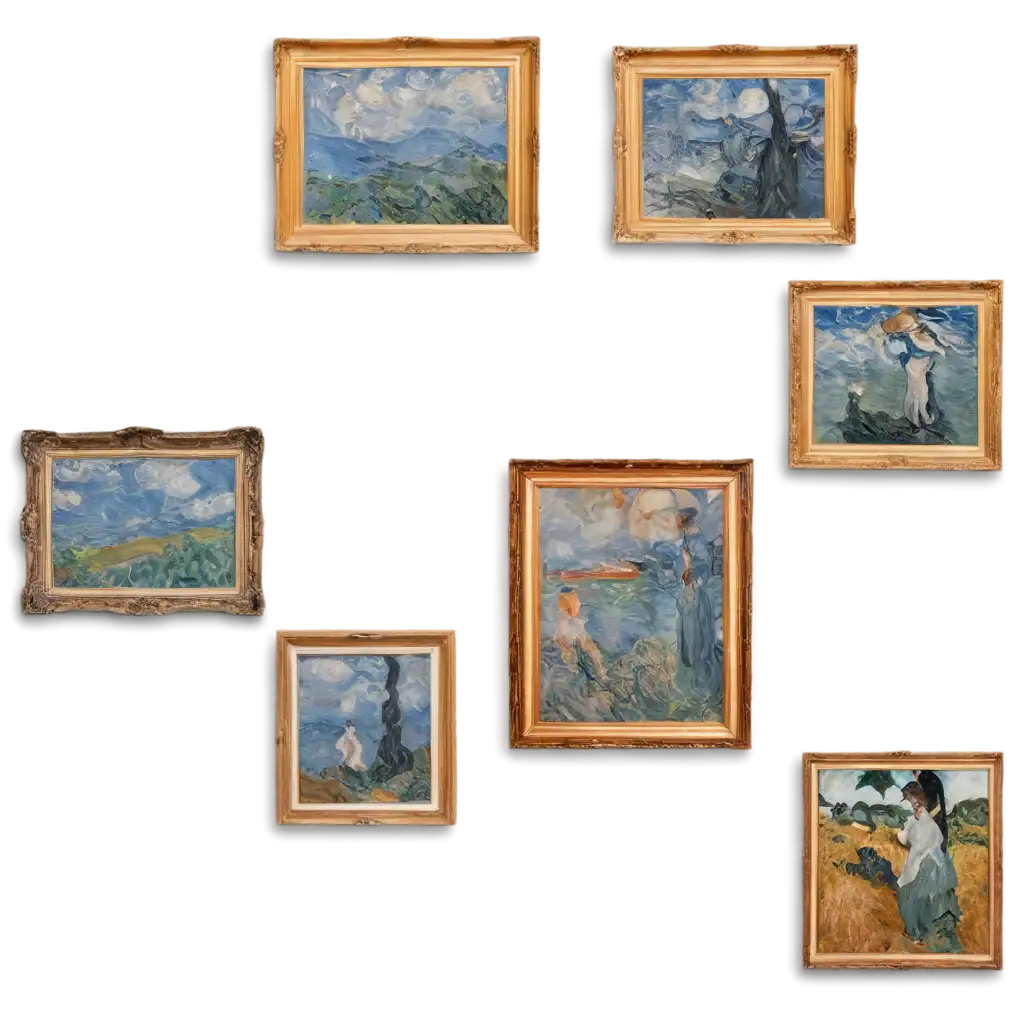 Impressionist-Paintings-on-Wall-PNG-Image-Capturing-Artistic-Essence-in-High-Quality