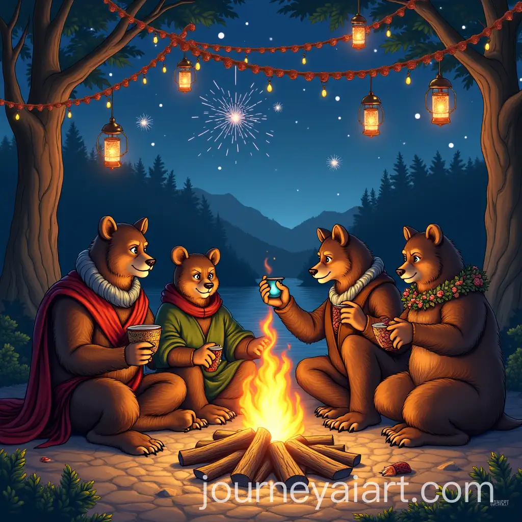New-Years-Celebration-with-Baldurs-Gate-3-Characters-Around-a-Glowing-Campfire
