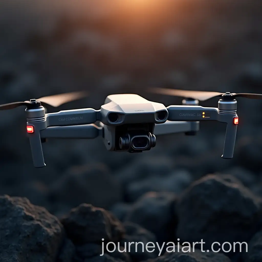 DJI-MAVIC-3-Drone-Hovering-Over-Rocky-Outcrop-at-Sunset