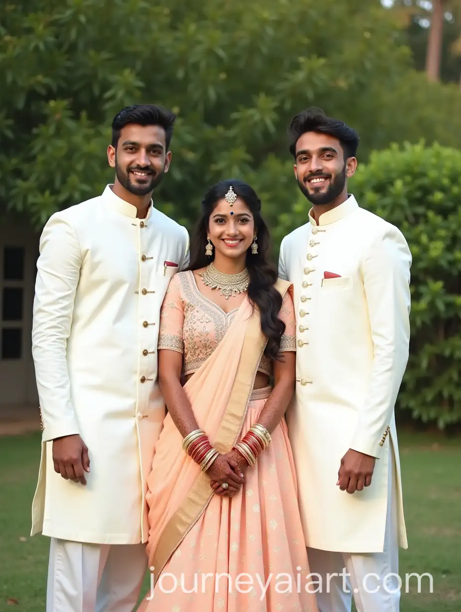 Joyful-Indian-Wedding-Portrait-of-Siblings-and-Bride