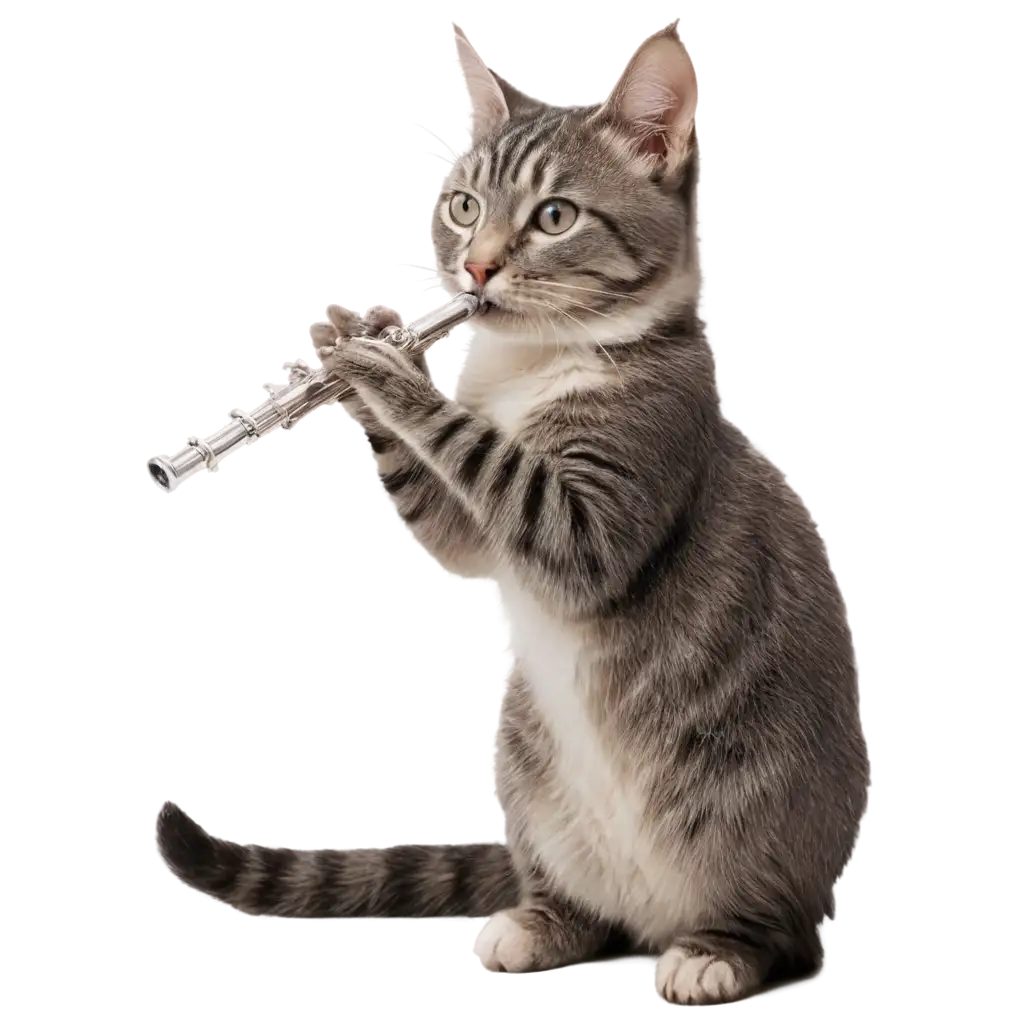 cat playing flute