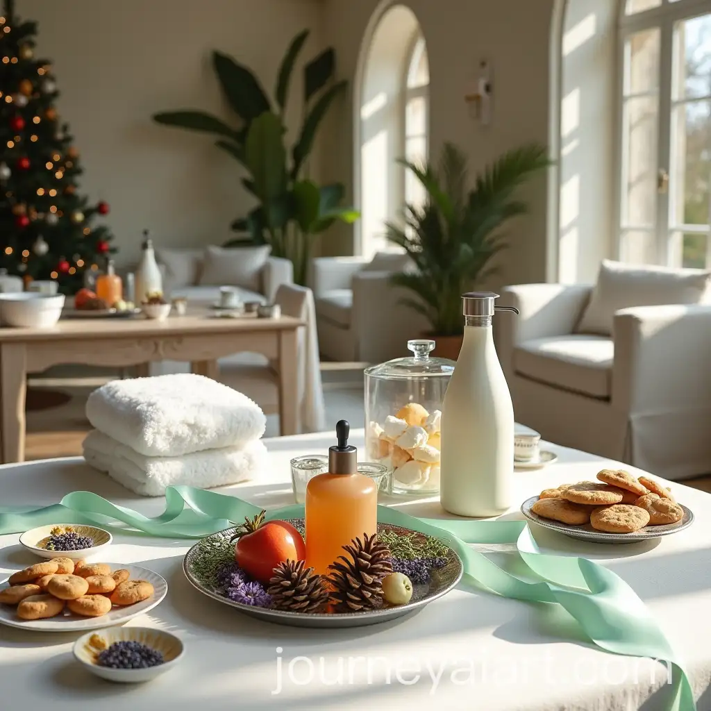 Luxurious-Spa-Table-with-Christmas-Touches-and-Relaxing-Ambience