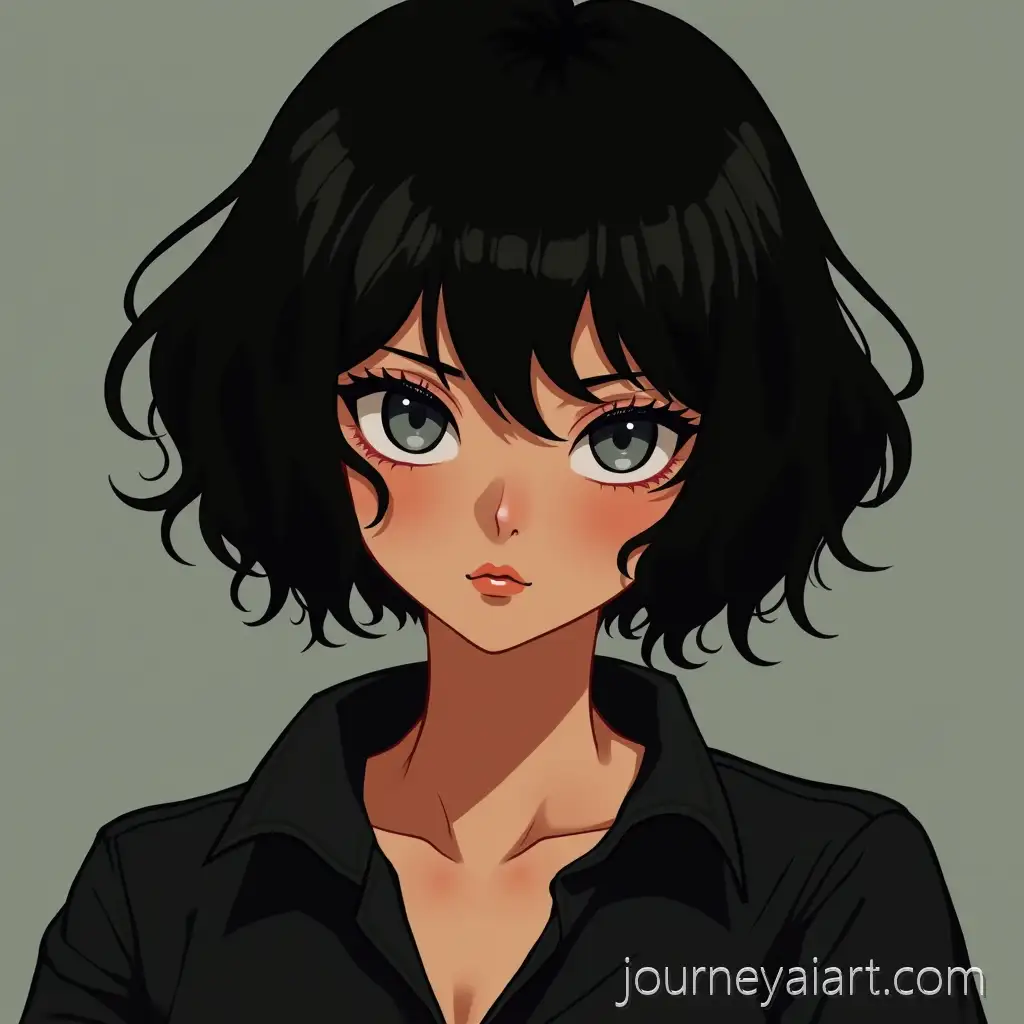 Tomboy-WomanTomboy-woman-portrait-with-Tanned-Skin-and-Short-Black-Hair