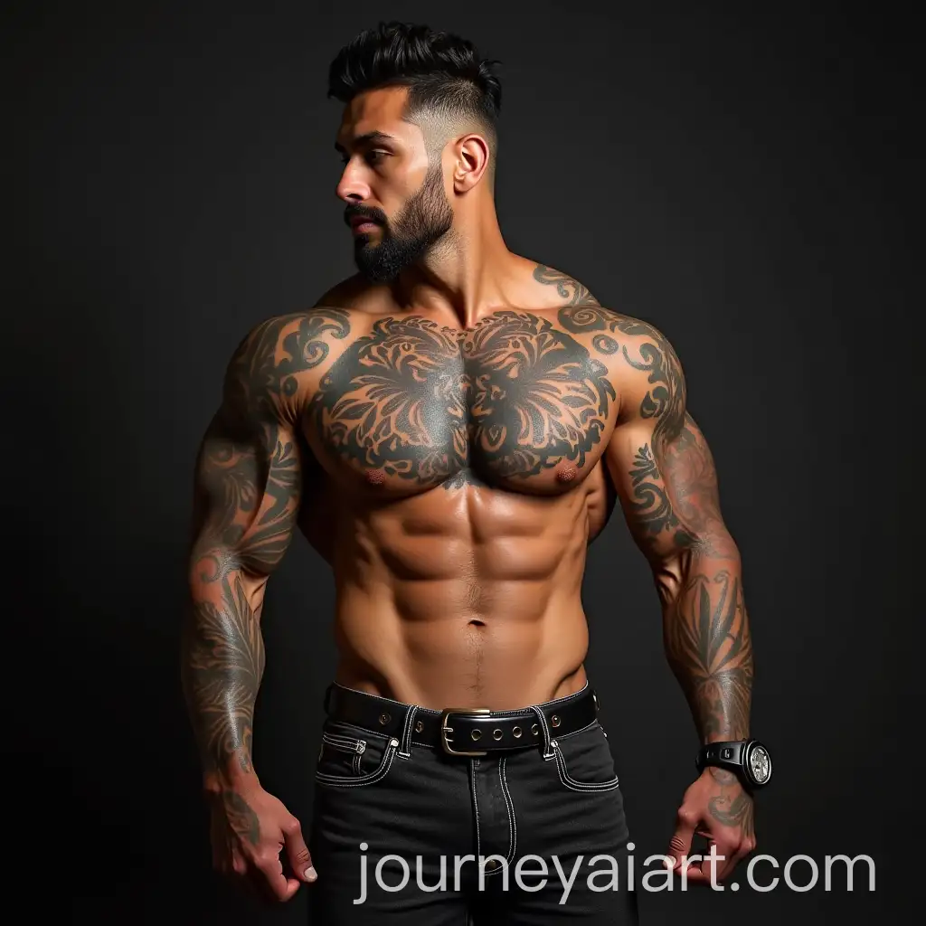 Muscular-Rajasthani-Raja-with-Full-Body-Tattoos