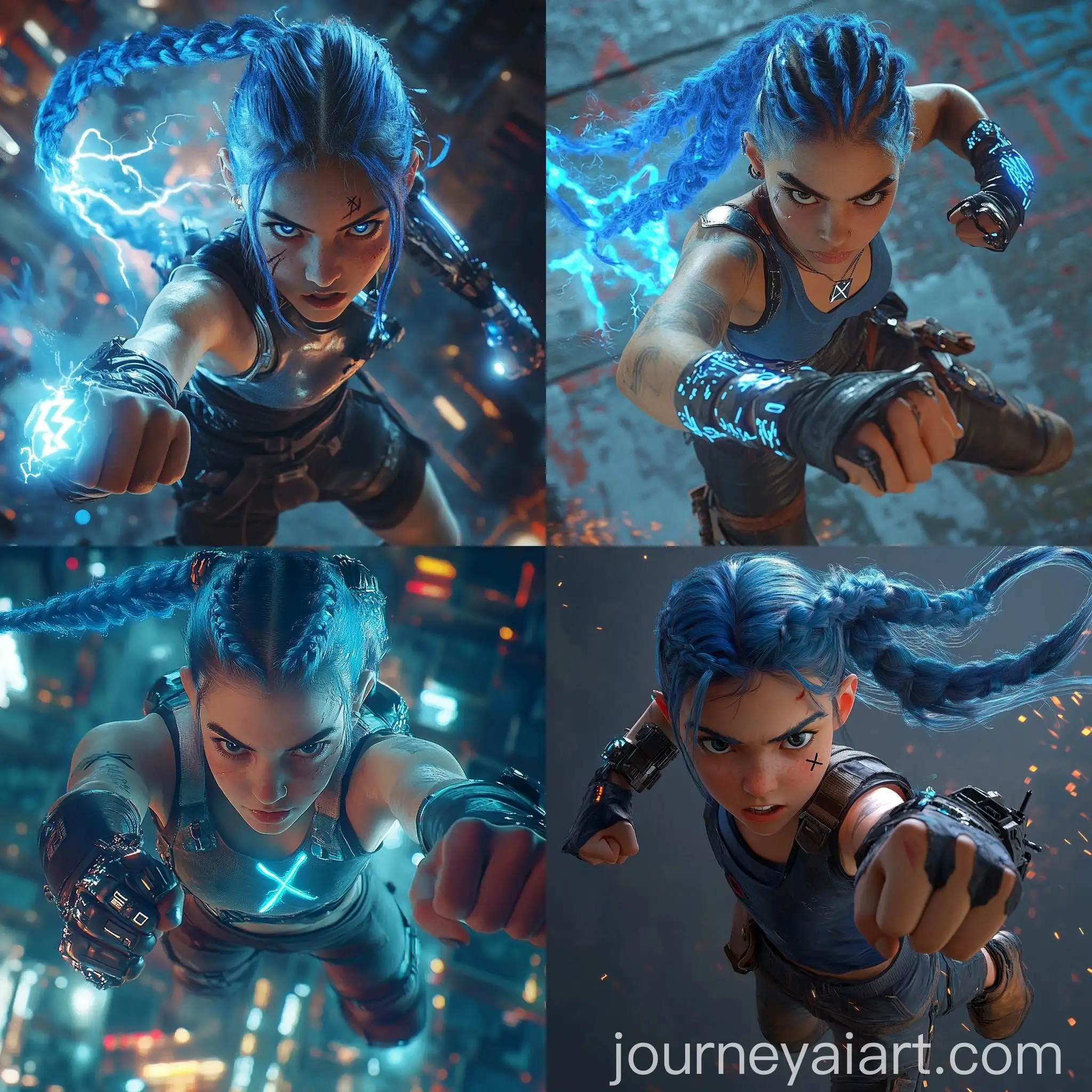 Powerful-Future-Girl-with-Blue-Braid-in-Electric-Hand-Armor