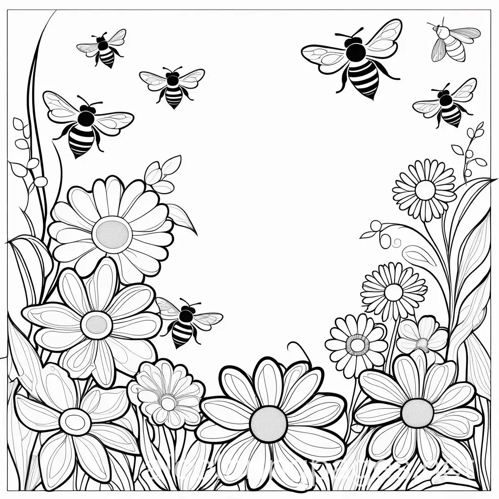 Bees-Collecting-Nectar-Coloring-Page