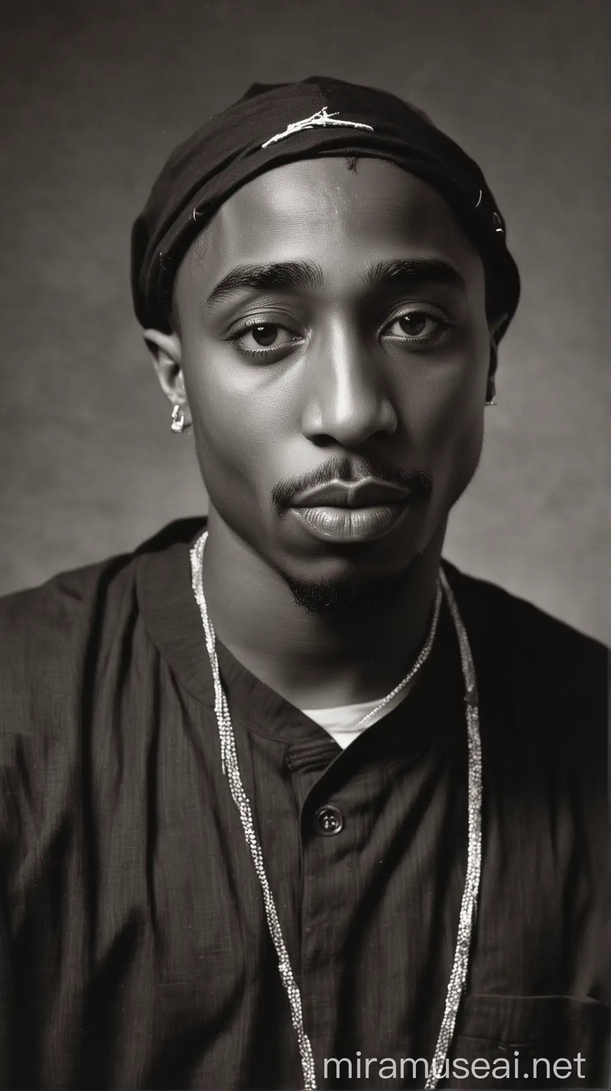 1950s Tupac Shakur Portrait in Monochrome