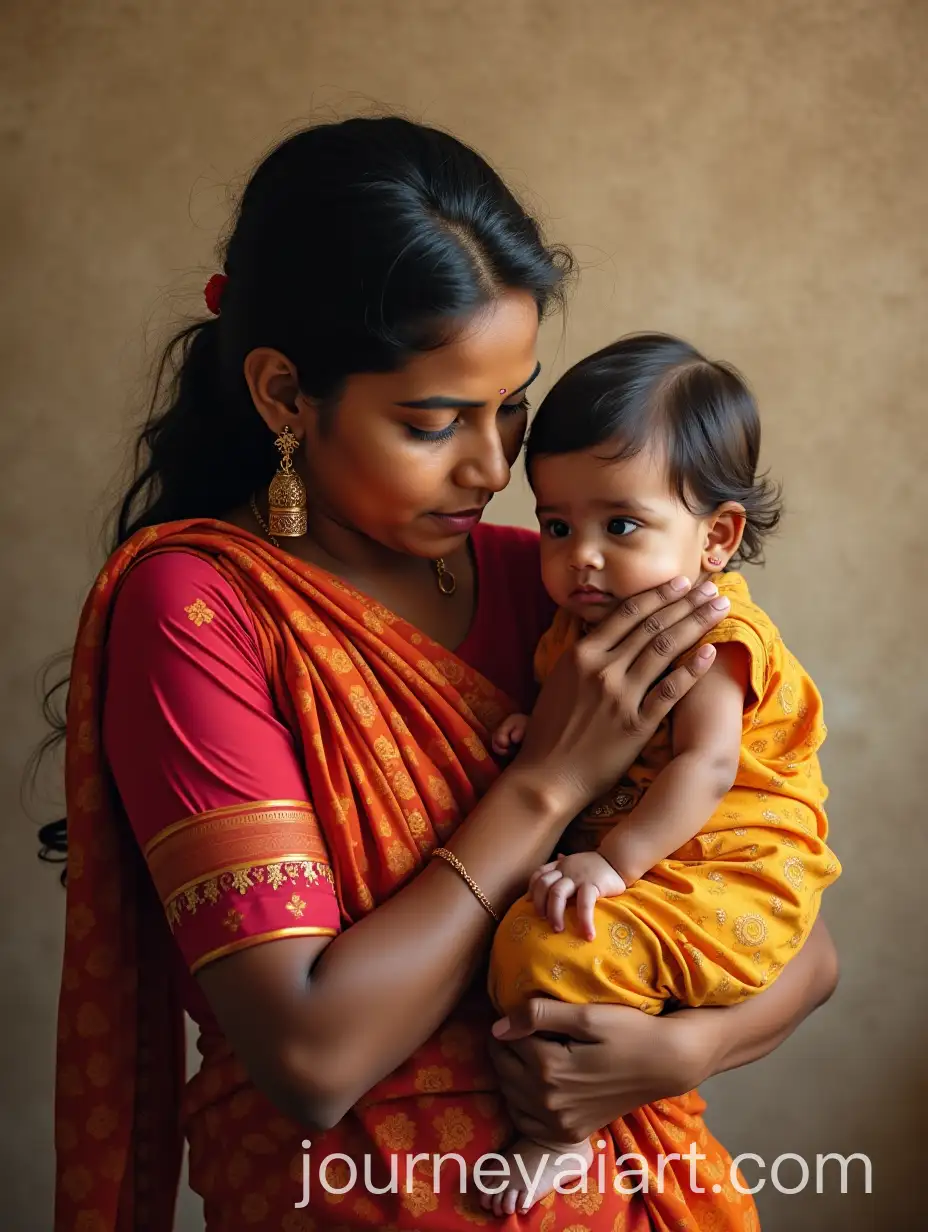 Indian-Woman-Holding-Baby-in-Traditional-Setting