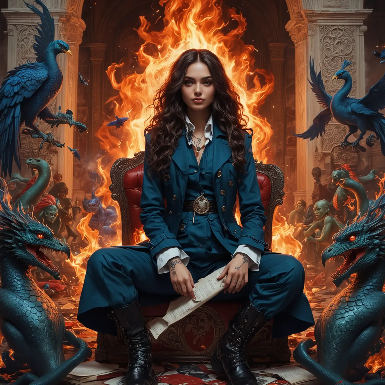 Adolescent Goddess Empress Sorceresses Commanding Fire and Dragons