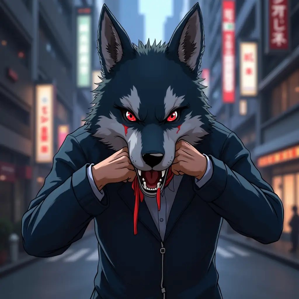 someone who was mauled by a wolf mask in Tokyo anime