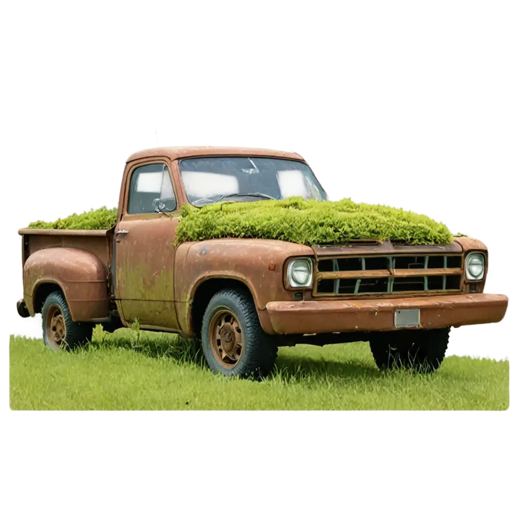 Abandoned-Pick-Up-Truck-PNG-Image-Rusty-Vehicle-with-Moss-Detailing