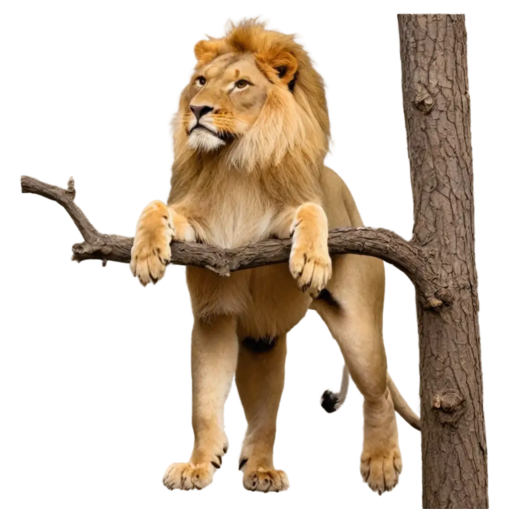 Lion-on-the-Tree-PNG-Image-HighQuality-Transparent-Format-for-Versatile-Use