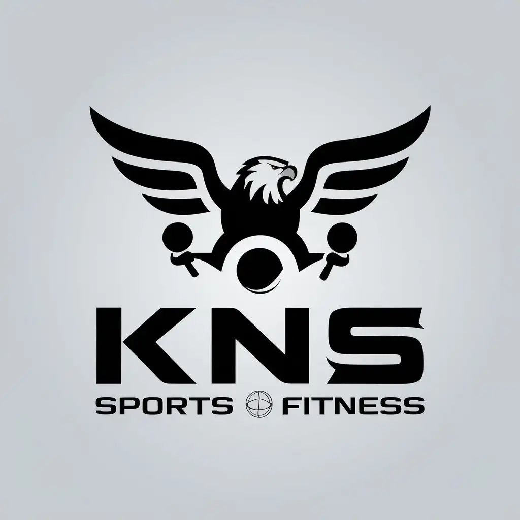 LOGO Design for KNS Minimalistic Eagle and Human Figure with Ball