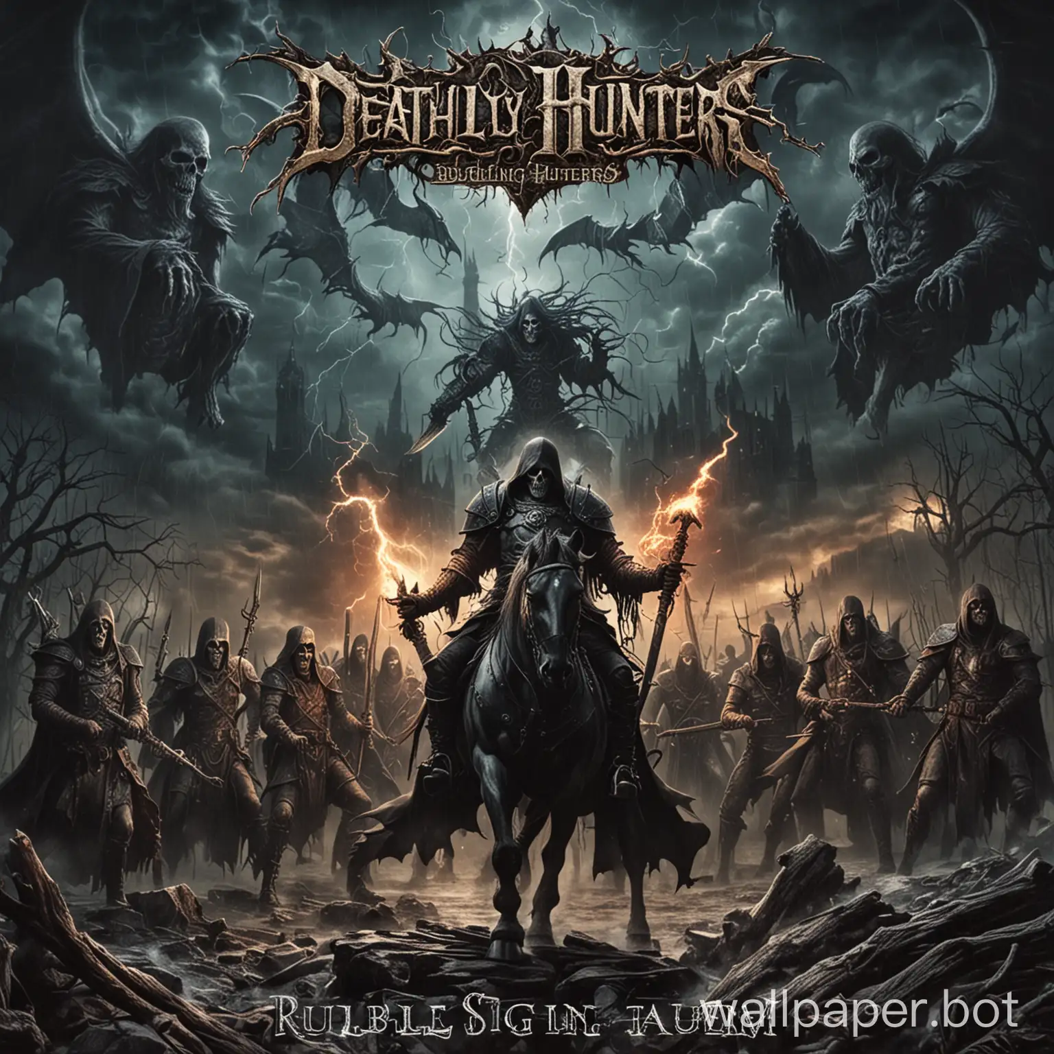 Deathly Hunters metal album cover rumbling storm