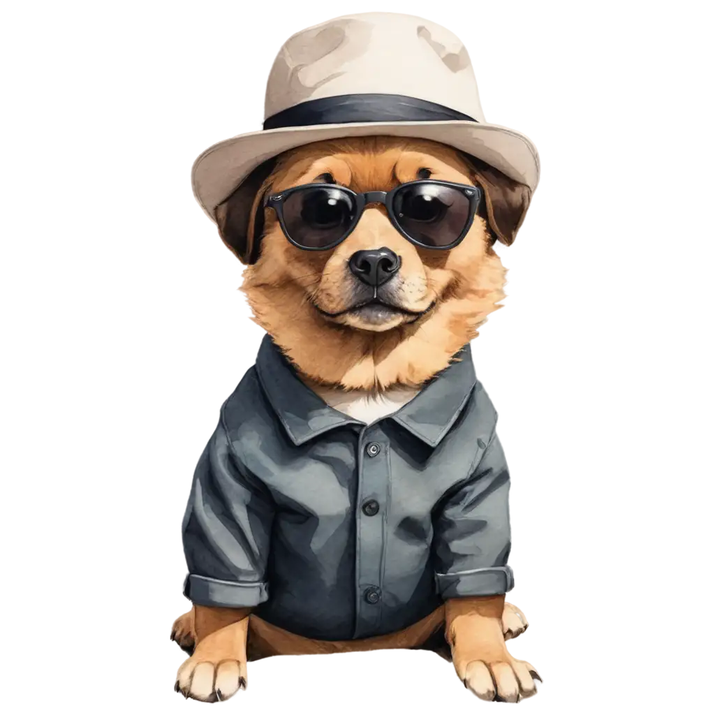 PNG-Image-of-a-Dog-with-Flat-Brim-Hat-and-Black-Sunglasses-Playful-and-Stylish-Design