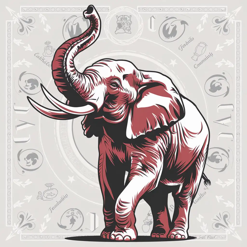 Majestic-Elephant-in-Delta-Sigma-Theta-Colors-with-Catholic-Iconography