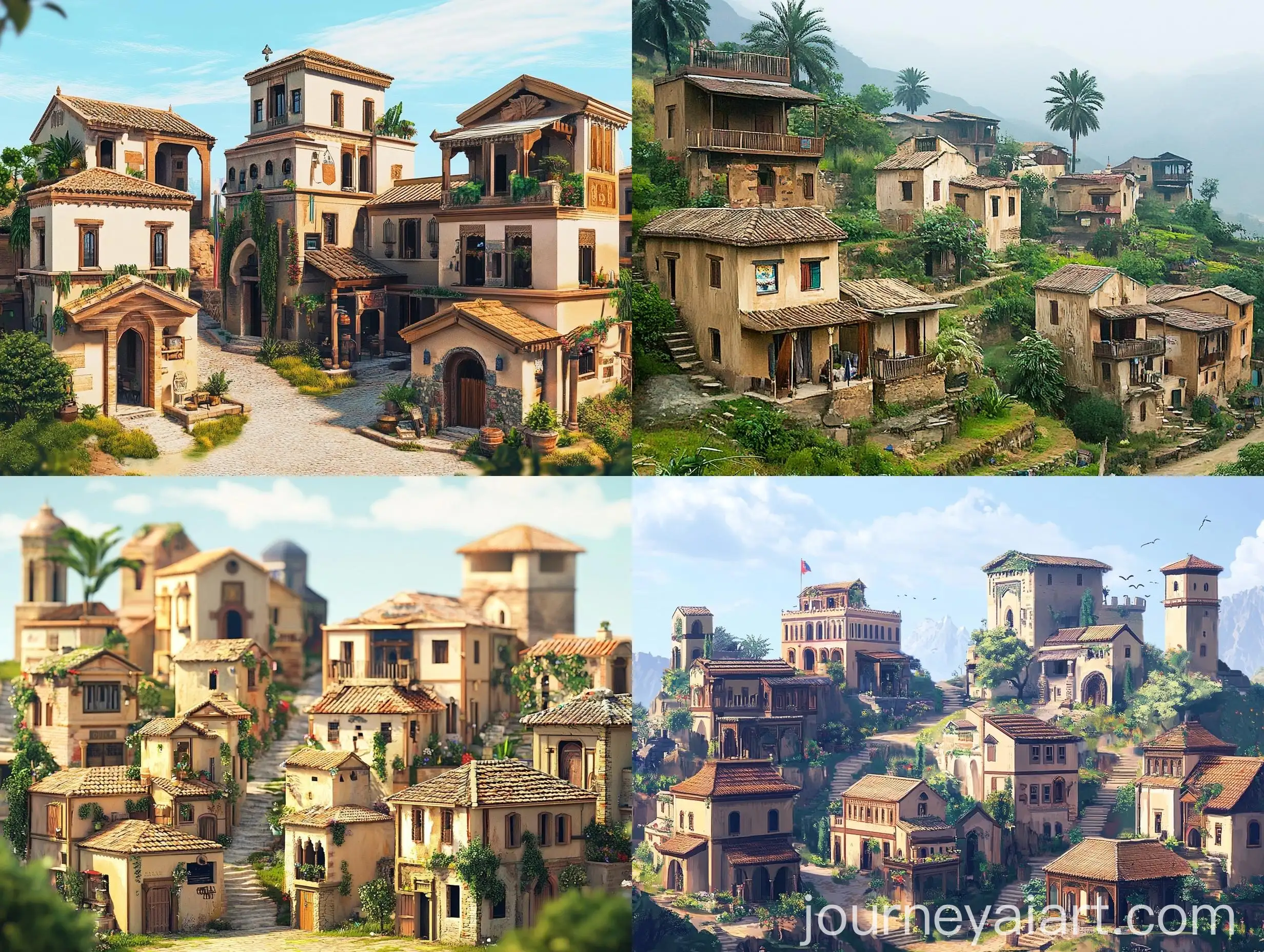 Picturesque-Village-with-Colorful-Buildings-and-Serene-Atmosphere
