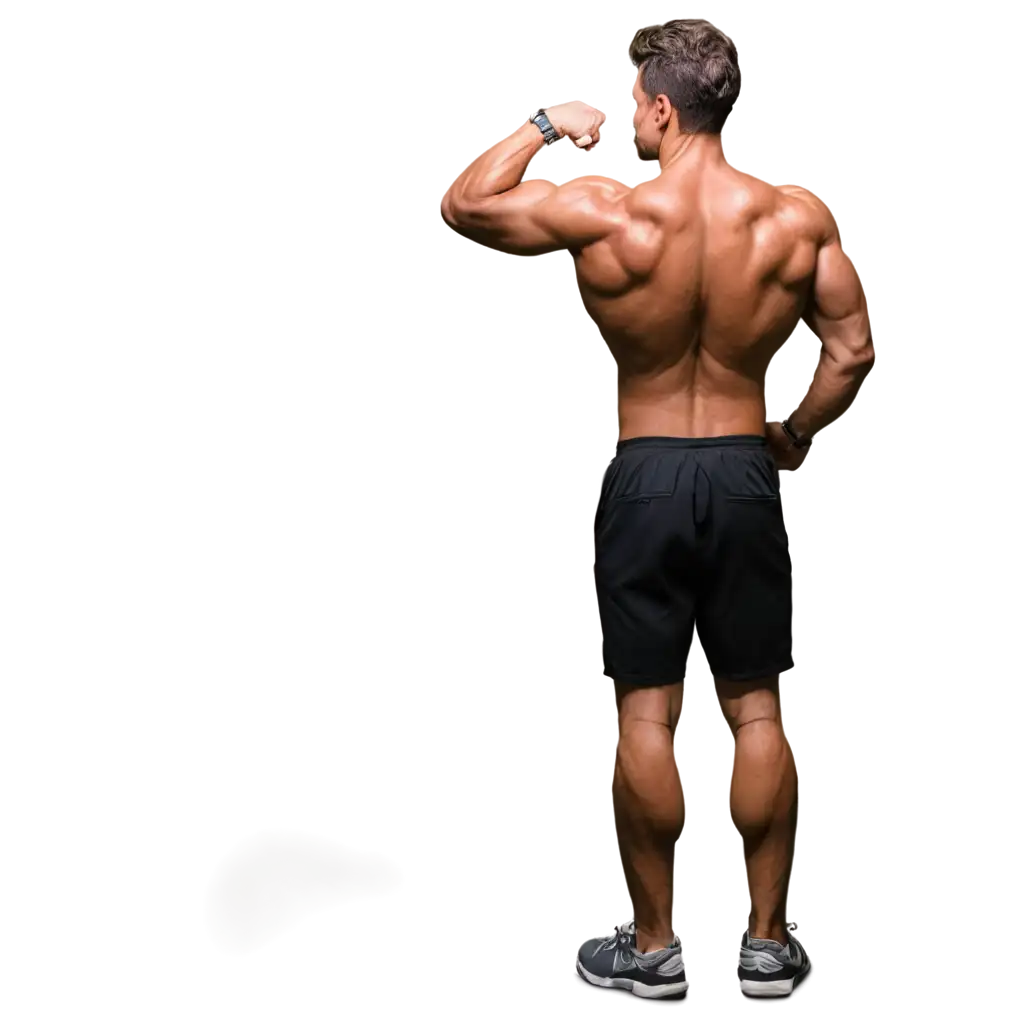 HighResolution-Bodybuilder-Back-PNG-Image-with-Hand-Up-for-Fitness-and-Motivation