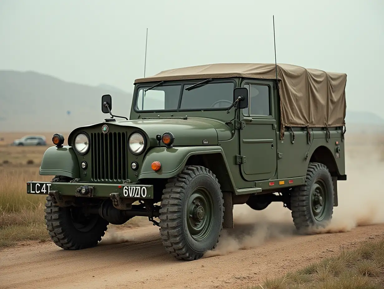 a 1970s style Alfa Romeo military jeep