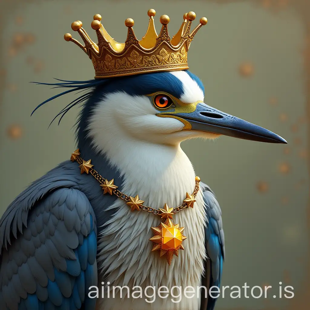 Royal-Heron-with-Crown-and-Star-Necklace-Pendant