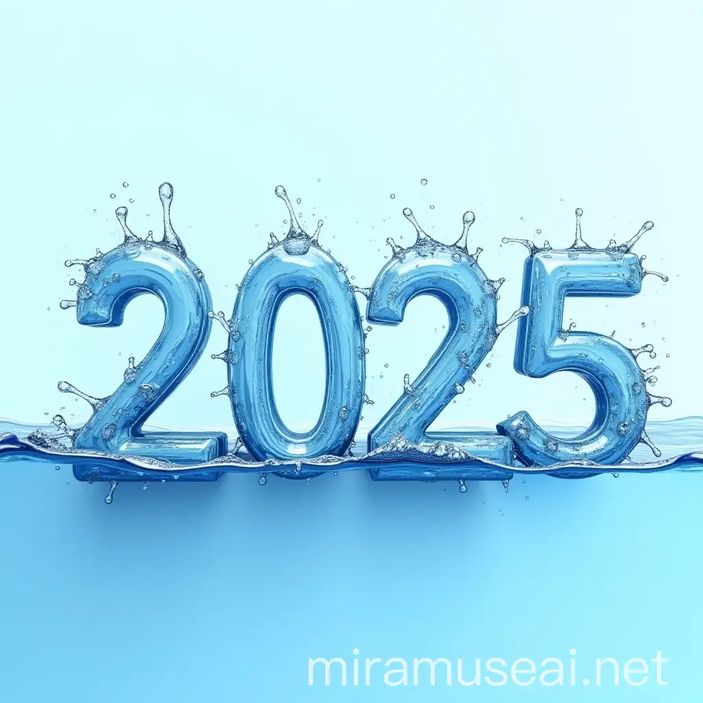 Dynamic Blue Water Splash Representing the Year 2025