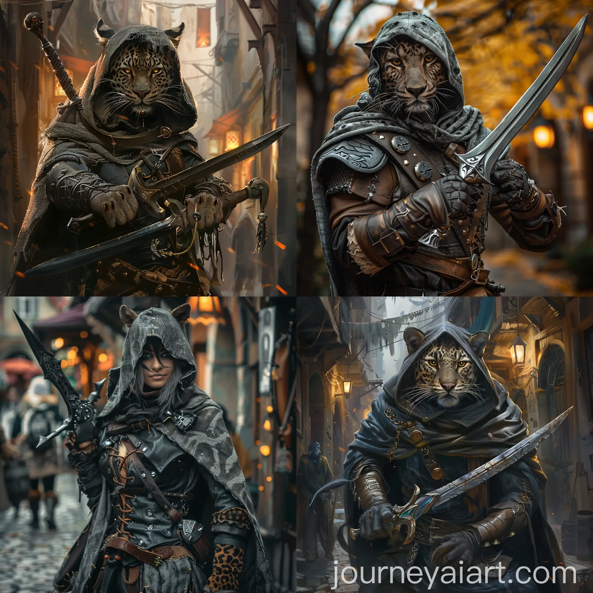 Leopard-Rogue-from-World-of-Warcraft-with-Azzinotes-Swords-in-Ironforge-Streets