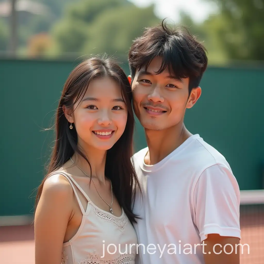AI-Image-Prompt-ExpansionCute-Asian-Couple-Playing-Padel-Tennis-on-Court-with-Natural-Light