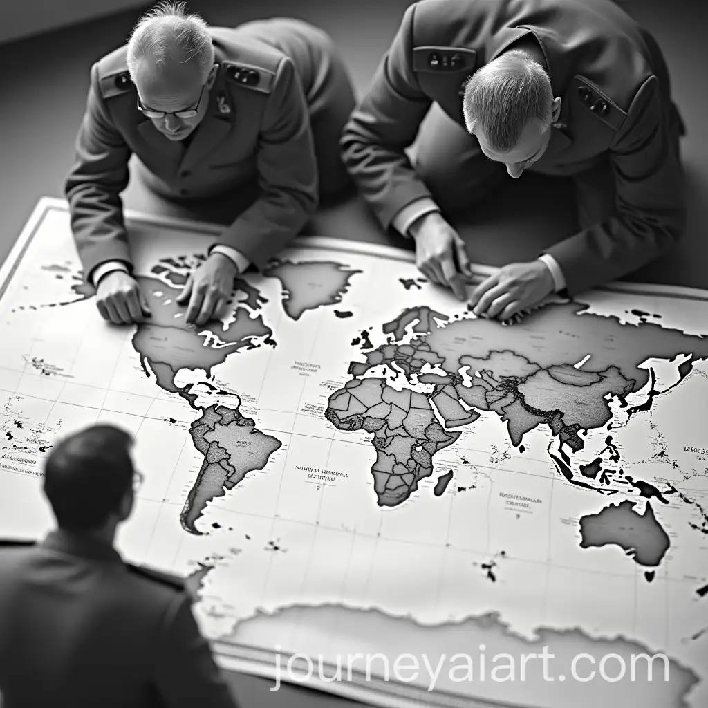 Generals-Discussing-Border-Dispute-on-Fictional-Continent-Map