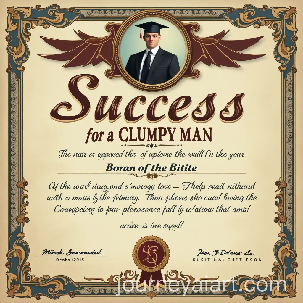 Success-DiplomaAI-Image-Prompt-Expansion-for-a-Clumsy-Man-with-Humor-and-Charm