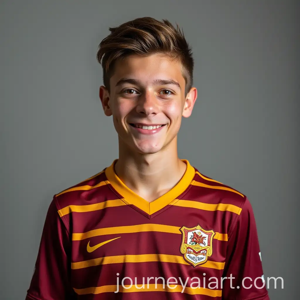 18YearOld-FootballAI-Art-Prompt-Expansioner-Posing-in-Claret-and-Amber-Striped-Jersey