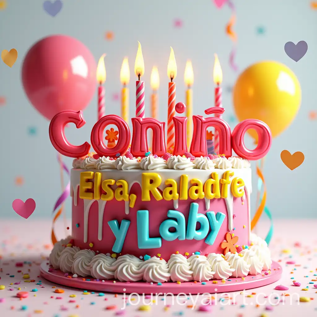 3D-Text-Con-Cario-Elsa-Rafael-y-Lady-with-Birthday-Decorations-and-Festive-Atmosphere