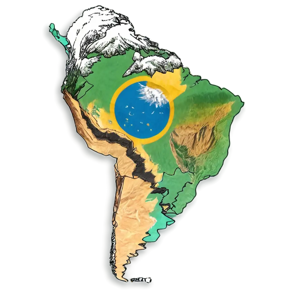 Vibrant-PNG-Map-of-Latin-America-Featuring-Argentina-with-3D-Mountains-and-Trees