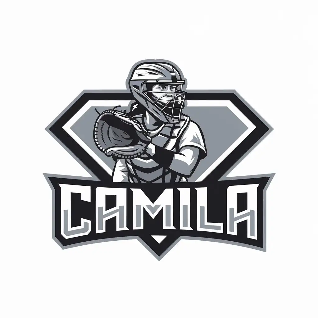 LOGO Design for Camila Softball Catcher Homeplate Symbol with Modern and Clean Design