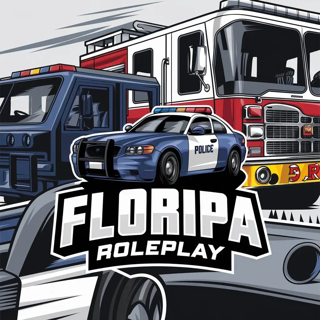 a vector logo design,with the text "Floripa Roleplay", main symbol:Create a logo for fivem server with GTA 5 images,Moderate,clear background