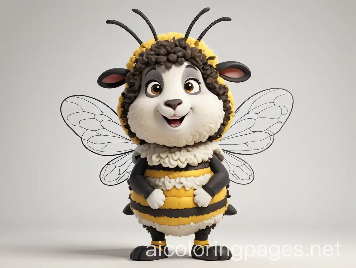 Playful-Sheep-Dressed-as-a-Bee-Coloring-Page-for-Kids