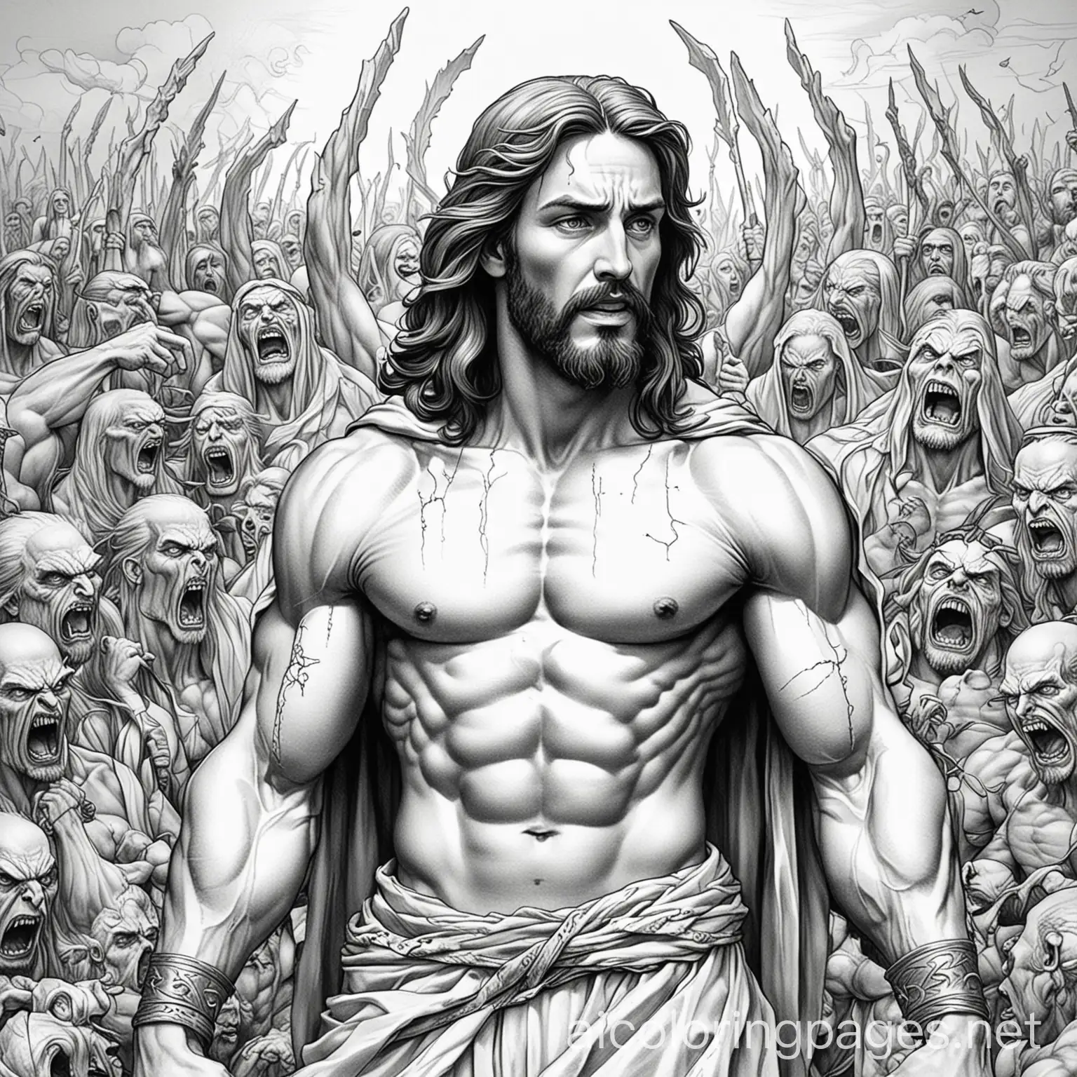 Jesus-Confronts-Devil-and-Demons-Coloring-Page