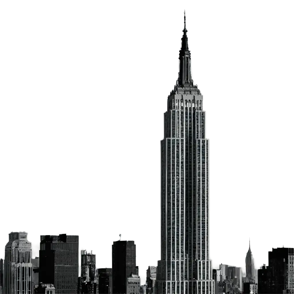 Stunning-Black-and-White-PNG-of-the-Empire-State-Building