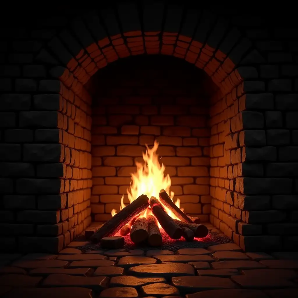 Cozy-8K-UHD-Fireplace-Illuminating-a-Dark-Brick-Dungeon