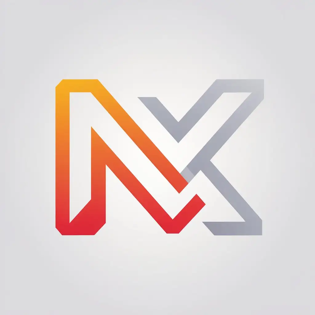 a vector logo design,with the text "NX", main symbol:NX，using orange-red color, white color, and light grey color, with a gradient effect,Minimalistic,be used in clothing industry,clear background