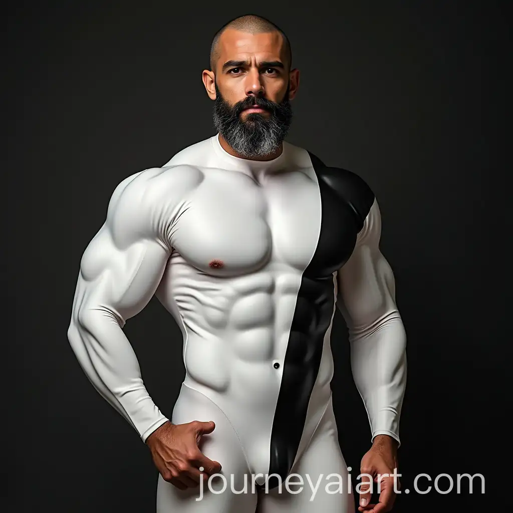 Portrait-of-a-Powerful-Hispanic-Bodybuilder-in-a-White-Bodysuit-by-the-Poolside