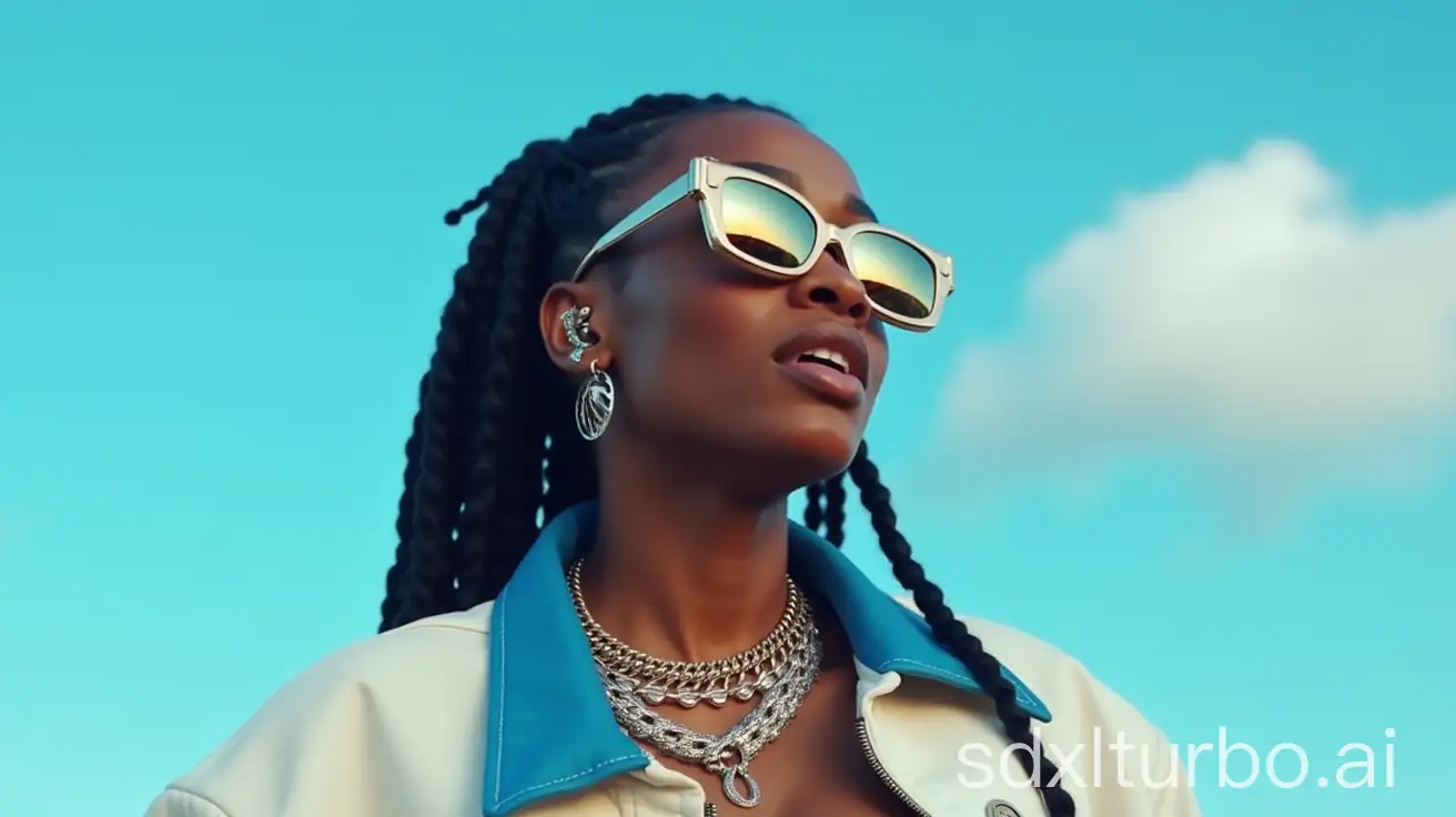 Beautiful-Black-Woman-Singing-Under-a-Bright-Blue-Sky