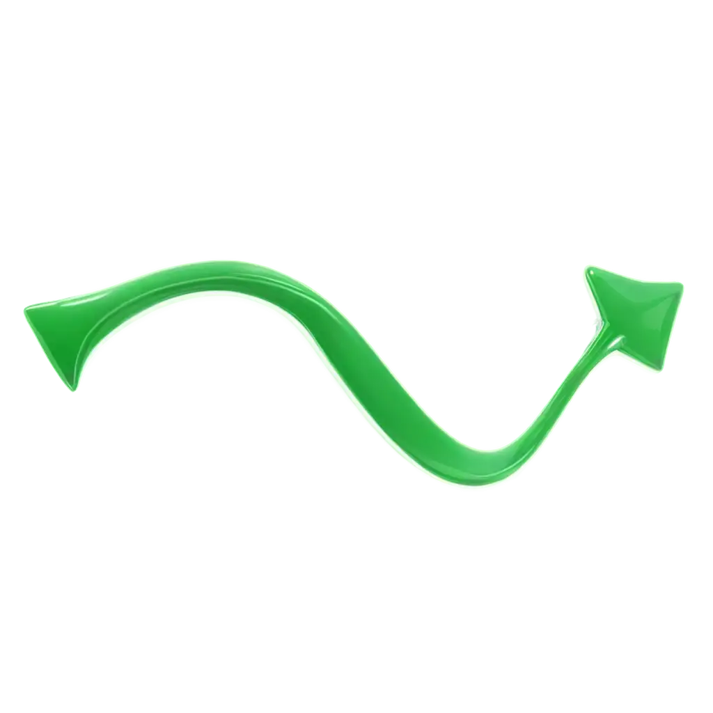 3D-Green-Arrow-Curving-Upwards-with-Glossy-Shading-PNG-for-Growth-and-Success-Visualization