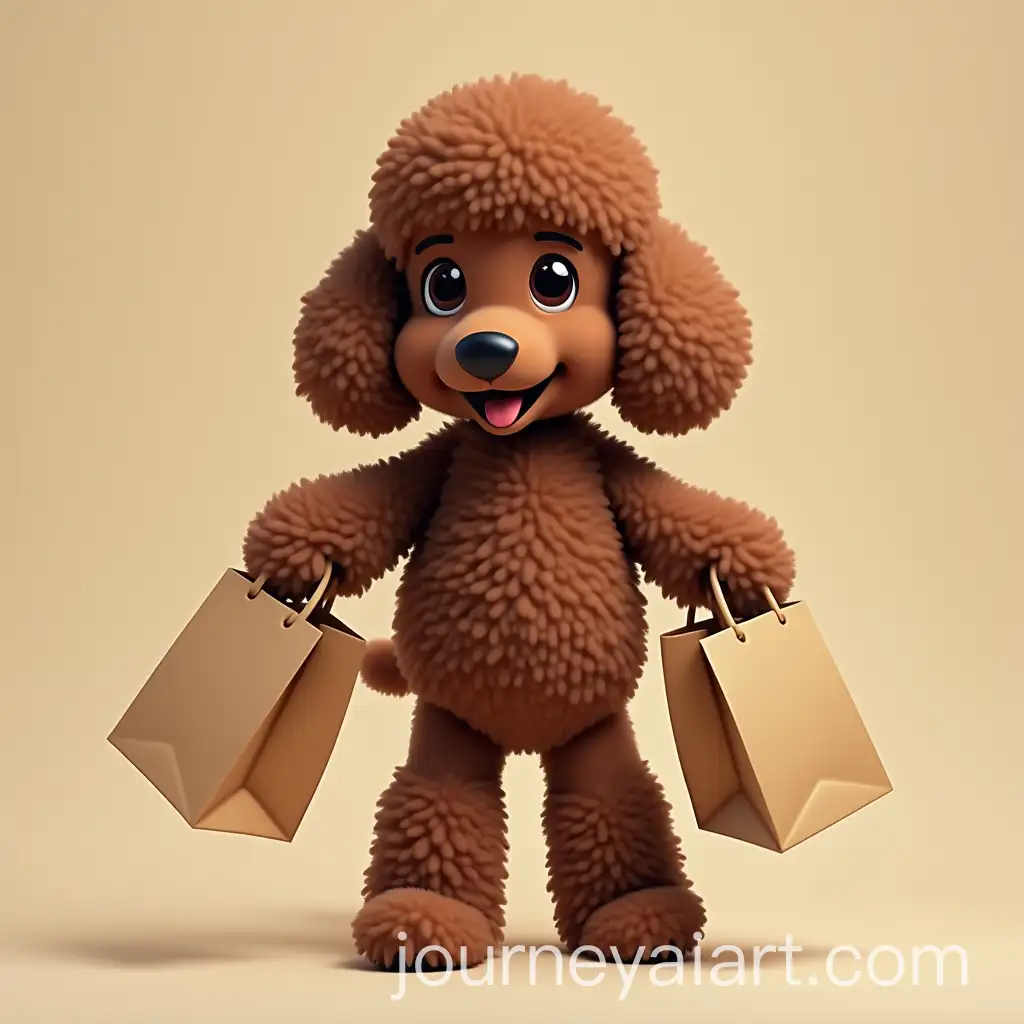 Chocolate-Brown-Poodle-Carrying-Grocery-Bags-in-a-Friendly-Neighborhood