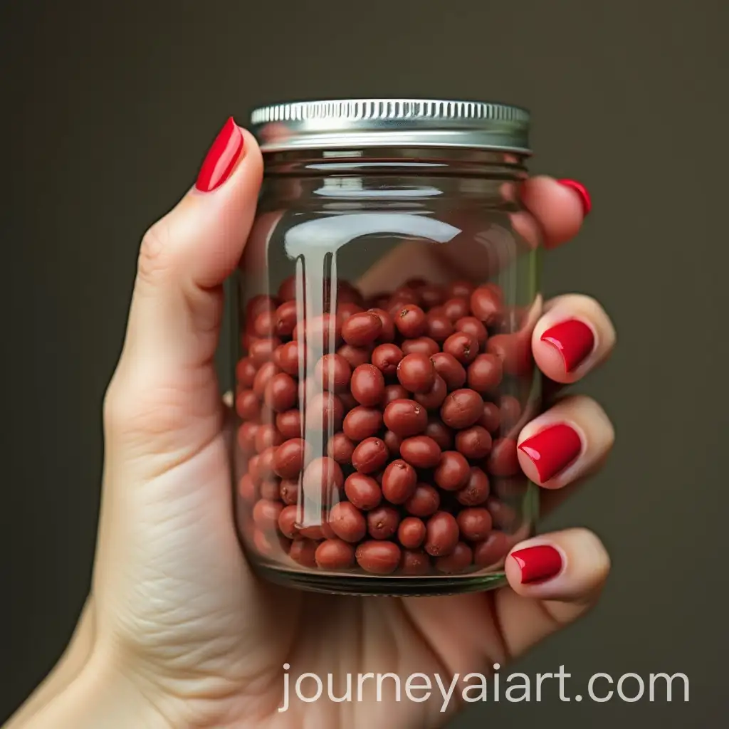 Elegant-Hand-with-Red-Nails-Holding-a-Jar-of-Colorful-Beans