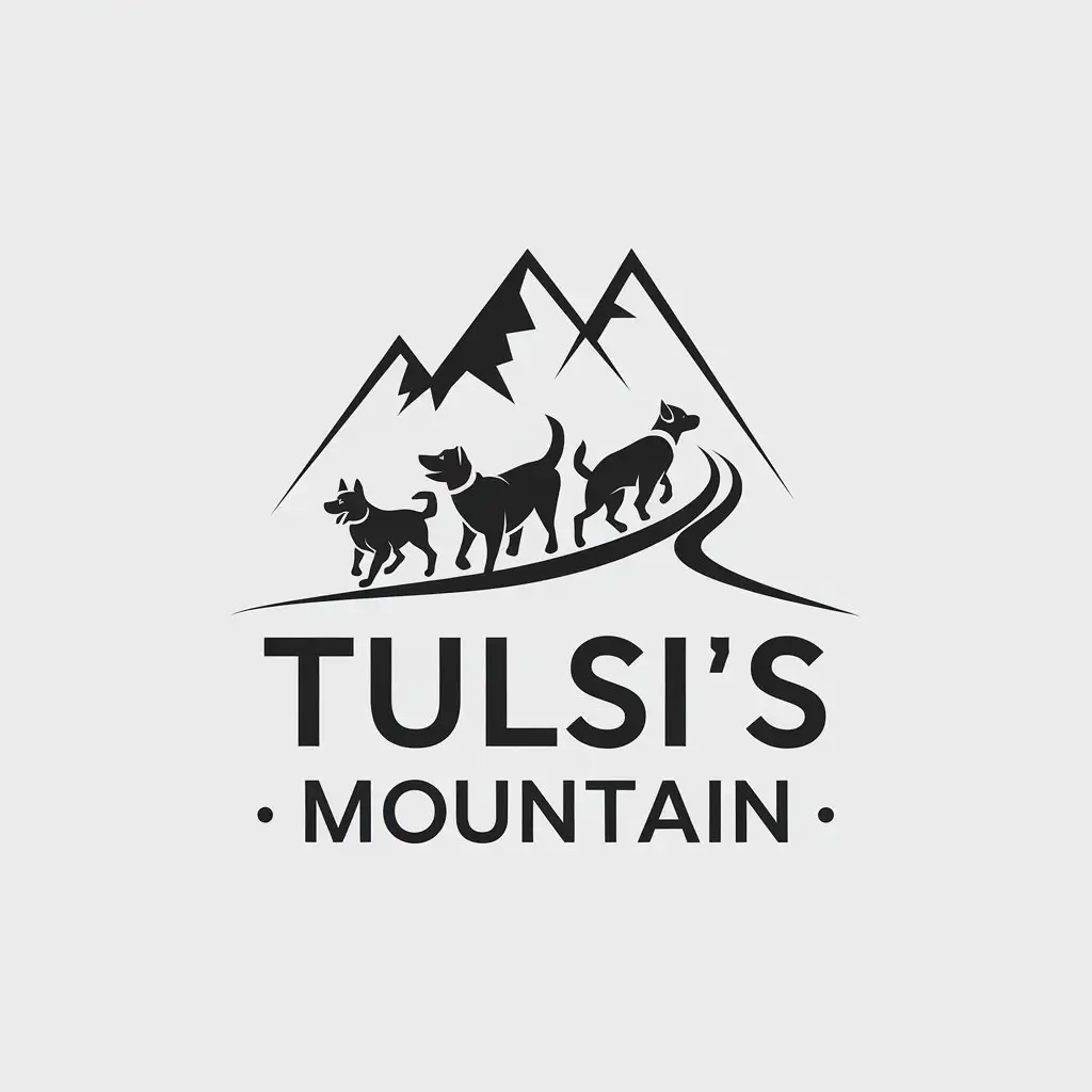 LOGO Design for Tulsis Mountain Minimalistic Four Dogs on Trail with Travel Industry Appeal