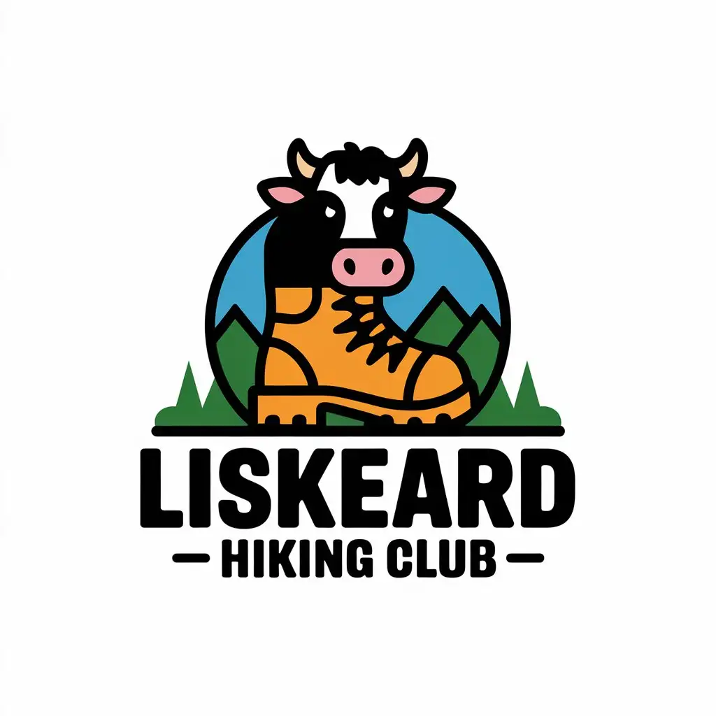 LOGO Design for Liskeard Hiking Club Vector with Cow Symbol Clear Background and Moderate Style