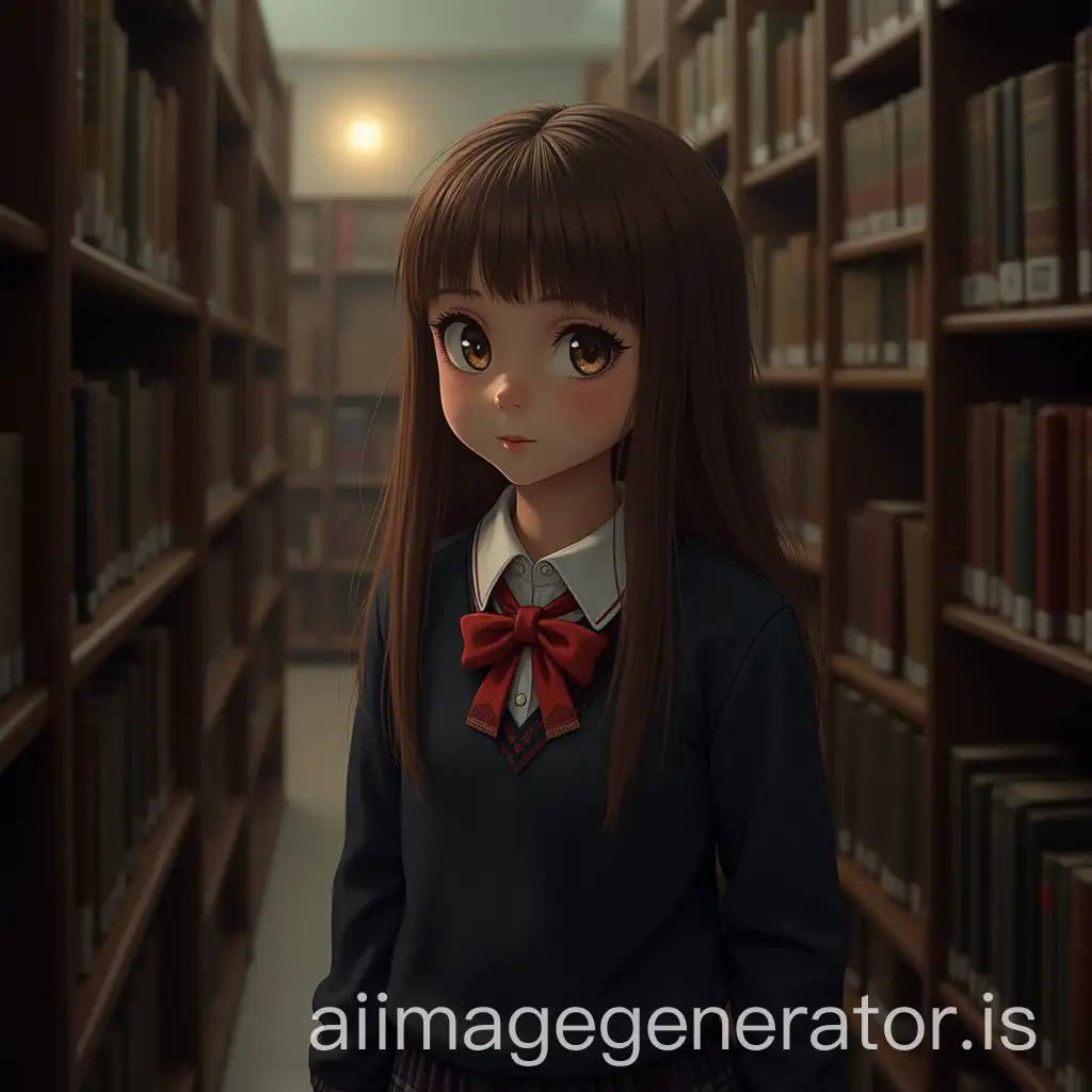 Curious-14YearOld-Girl-in-School-Uniform-Exploring-Library